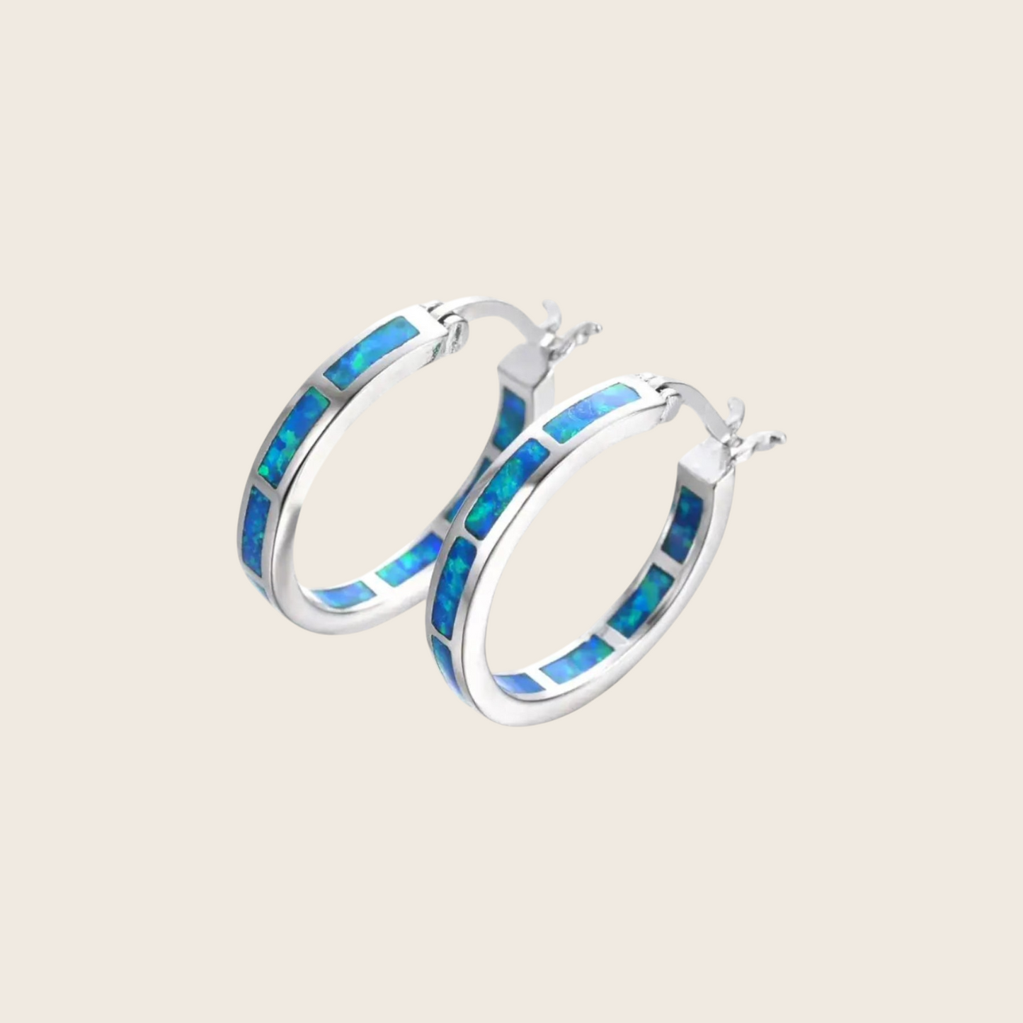 Chic Blue Fire Opal Circle Hoop Earrings