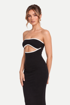 Cressida | Strapless Knitted Dress with Geometric Pattern