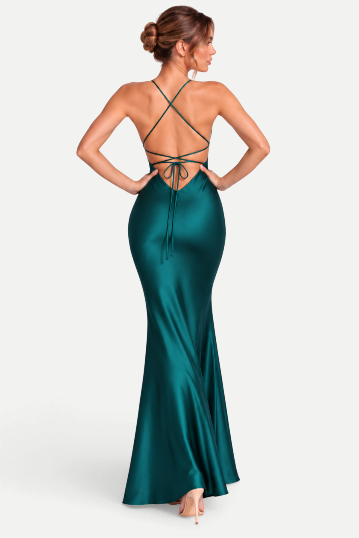 Zéphélia | Satin Cowl Neck Backless Maxi Dress
