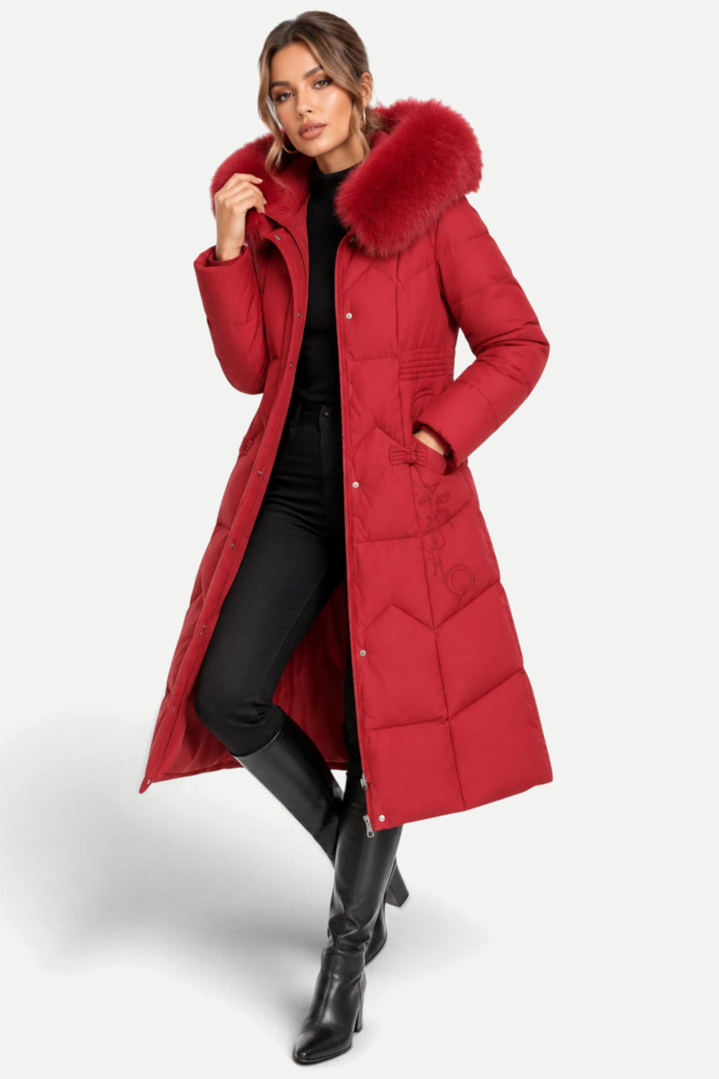 Isabelle | Winter Padded Coat with Fur Collar