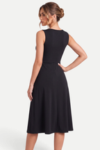 Velmira | Pleated V-Neck Midi Dress