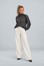 Anouk | Contrast Piped Mock Neck Sweater