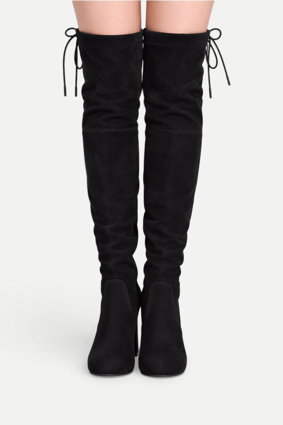 Zélavienne | Lace-Up Back Over-the-Knee Block Heel Boots