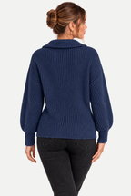 Velmora | Zip Front Casual Sweater