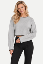 Elowyn | Color-Block Cropped Knit Pullover Sweater