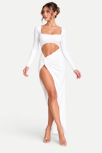 Zéphira | Square Neck Cutout High-Slit Maxi Dress