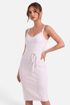 Solène | Ruched Strappy Midi Dress