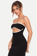 Cressida | Strapless Knitted Dress with Geometric Pattern