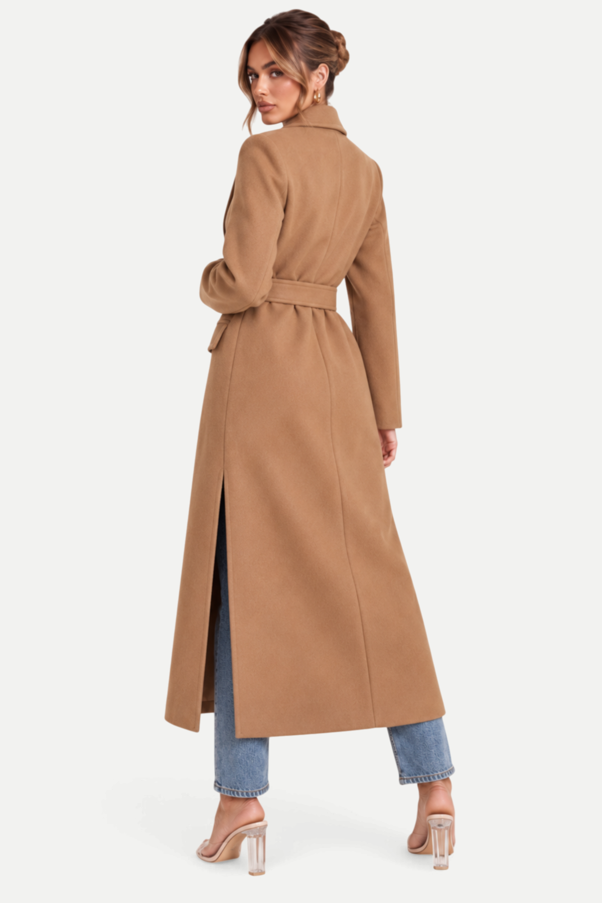 Elvaira | Double-Breasted Belted Long Coat