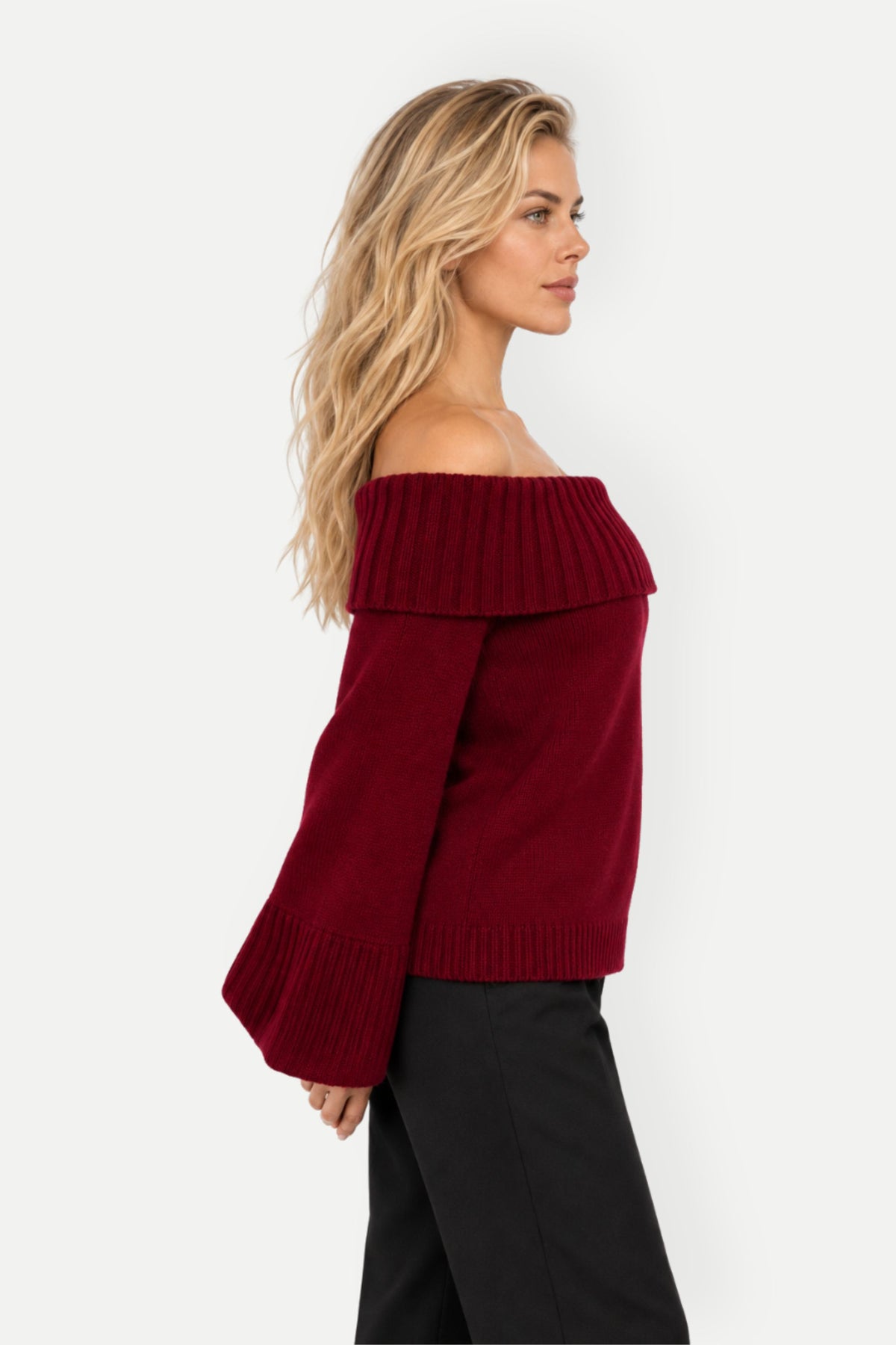 Vivienne | Off-Shoulder Bell Sleeve Knit Sweater