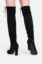 Zélavienne | Lace-Up Back Over-the-Knee Block Heel Boots