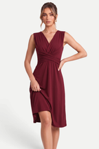 Velmira | Pleated V-Neck Midi Dress