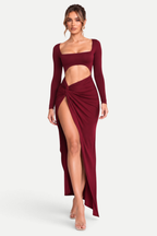 Zéphira | Square Neck Cutout High-Slit Maxi Dress