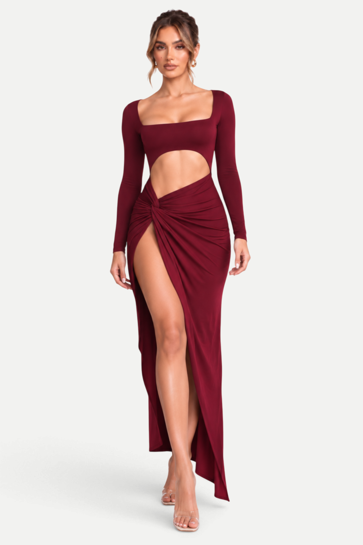 Zéphira | Square Neck Cutout High-Slit Maxi Dress