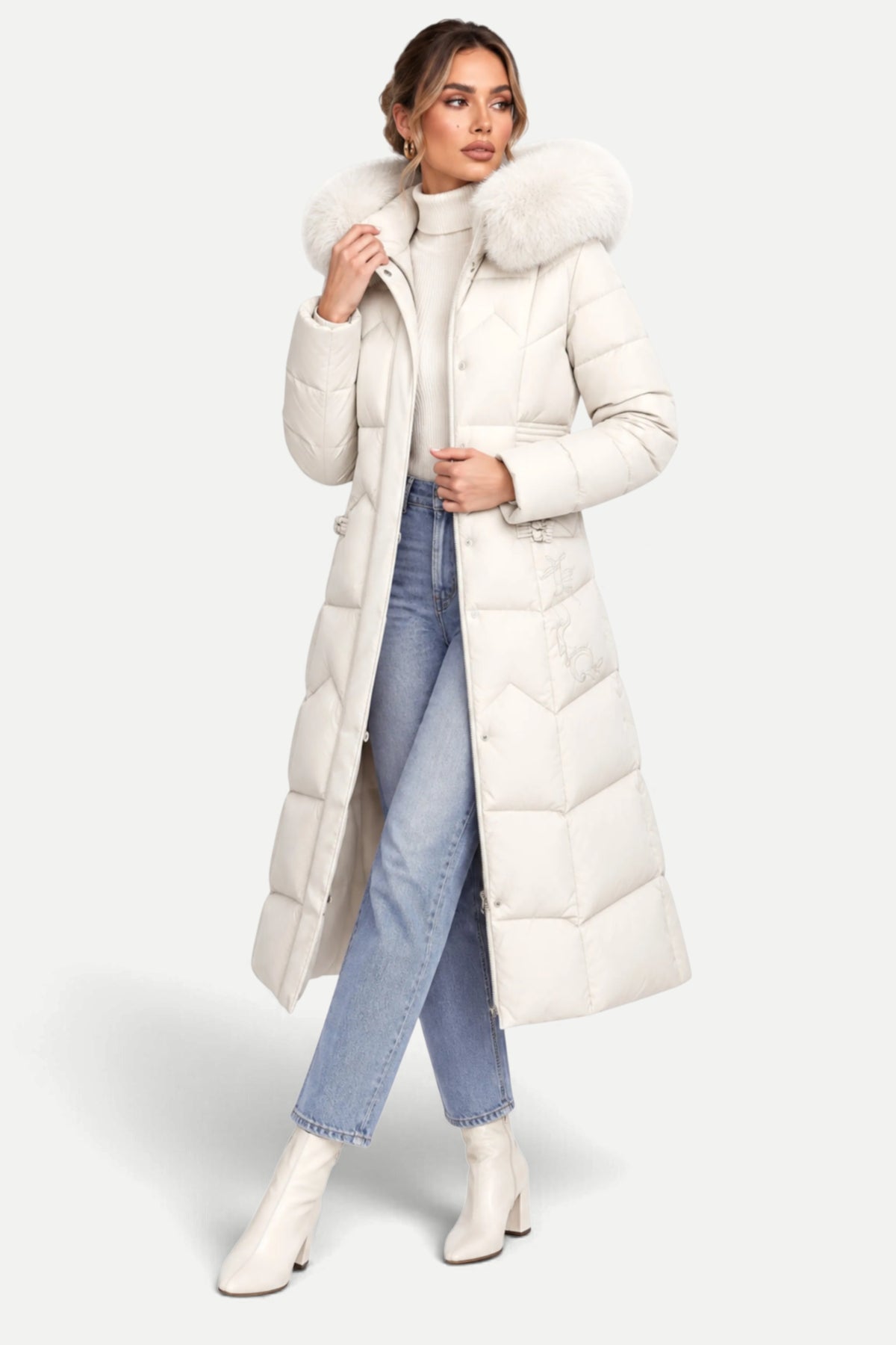 Isabelle | Winter Padded Coat with Fur Collar