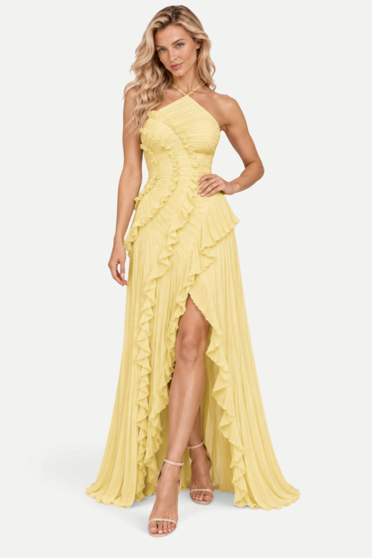 Varelia | Pleated Halterneck Midi Dress