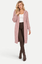 Marielle | Hooded Cable Knit Long Cardigan