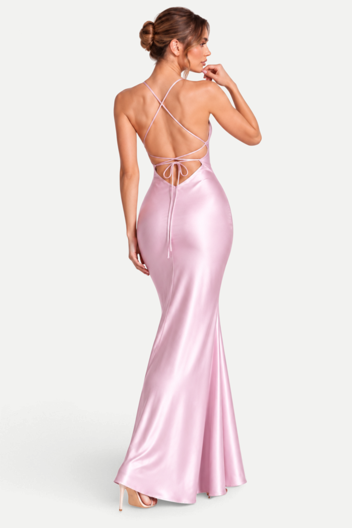 Zéphélia | Satin Cowl Neck Backless Maxi Dress