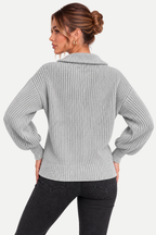 Velmora | Zip Front Casual Sweater