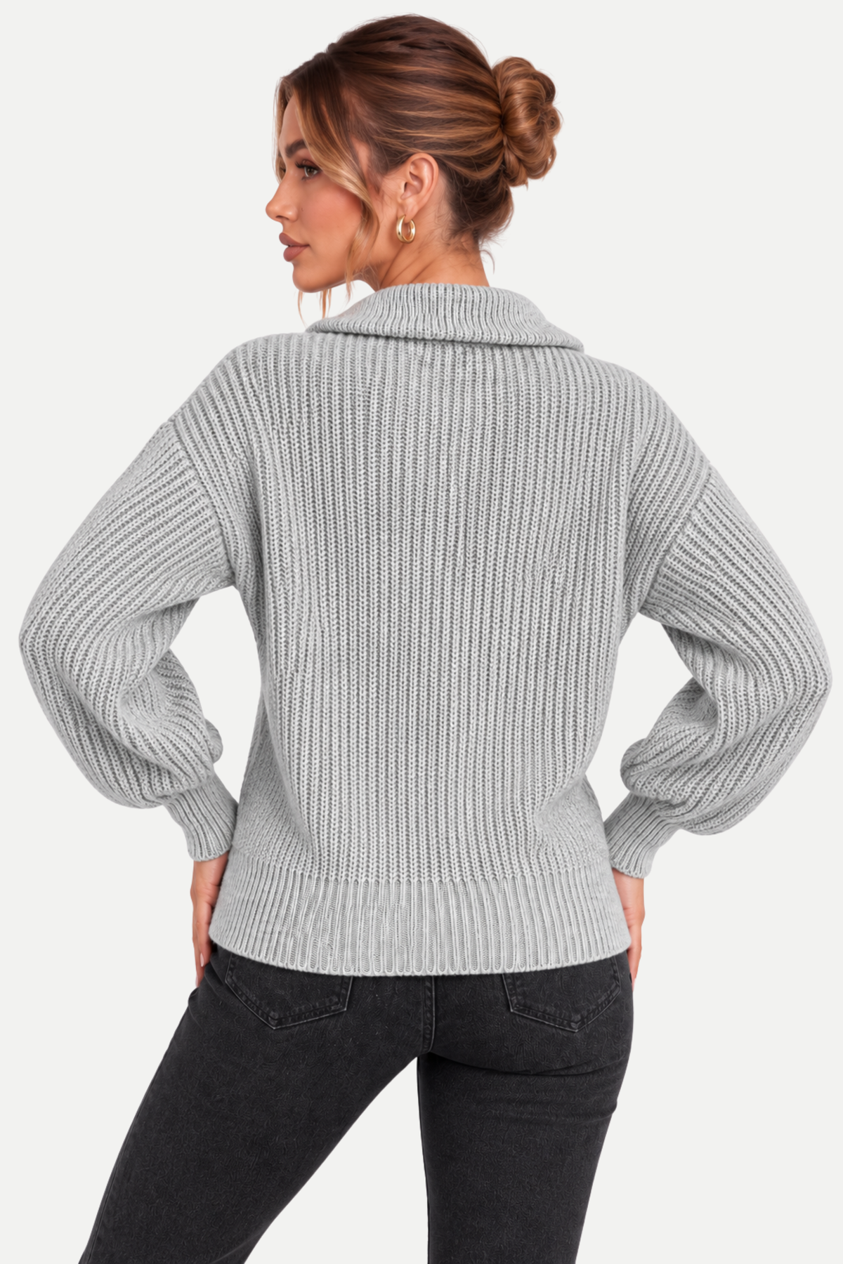 Velmora | Zip Front Casual Sweater