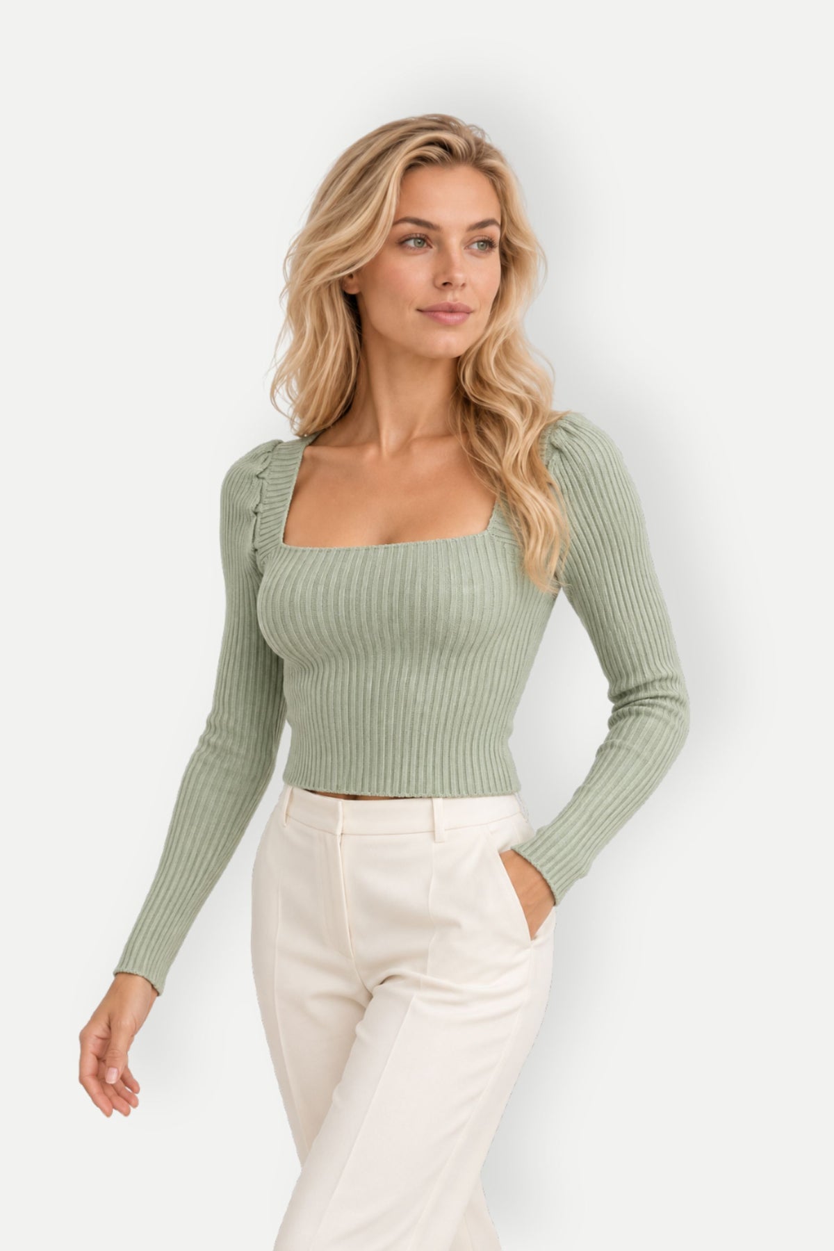 Evienne | Ribbed Square Neck Sweater