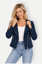 Cavella | Suede-Look Biker Jacket with Zip Pockets