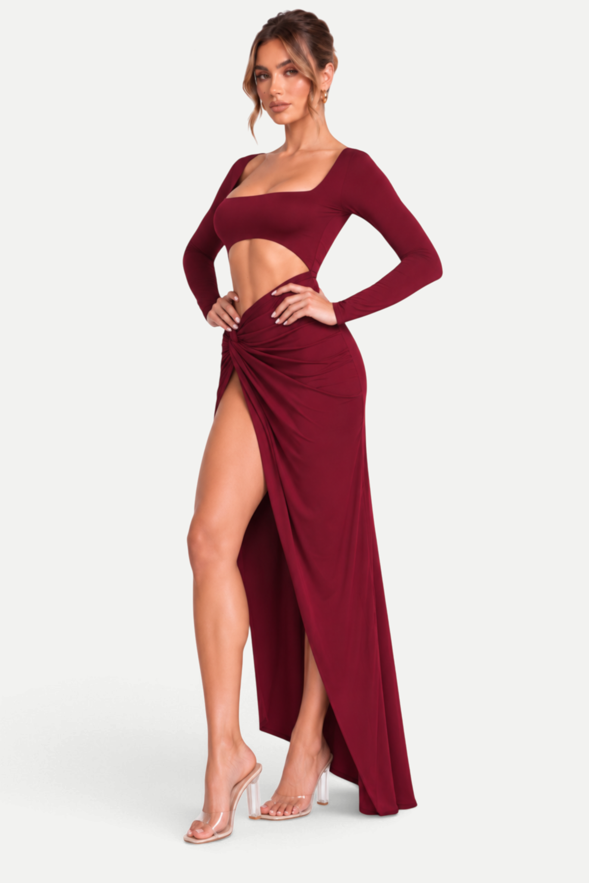 Zéphira | Square Neck Cutout High-Slit Maxi Dress