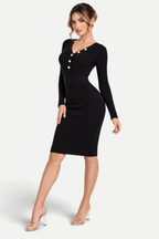 Avelora | Ribbed Belted Midi Dress