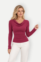 Seralyn | Ribbed Cowl Neck Sweaters