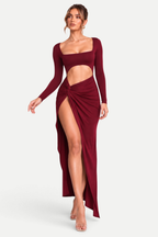 Zéphira | Square Neck Cutout High-Slit Maxi Dress