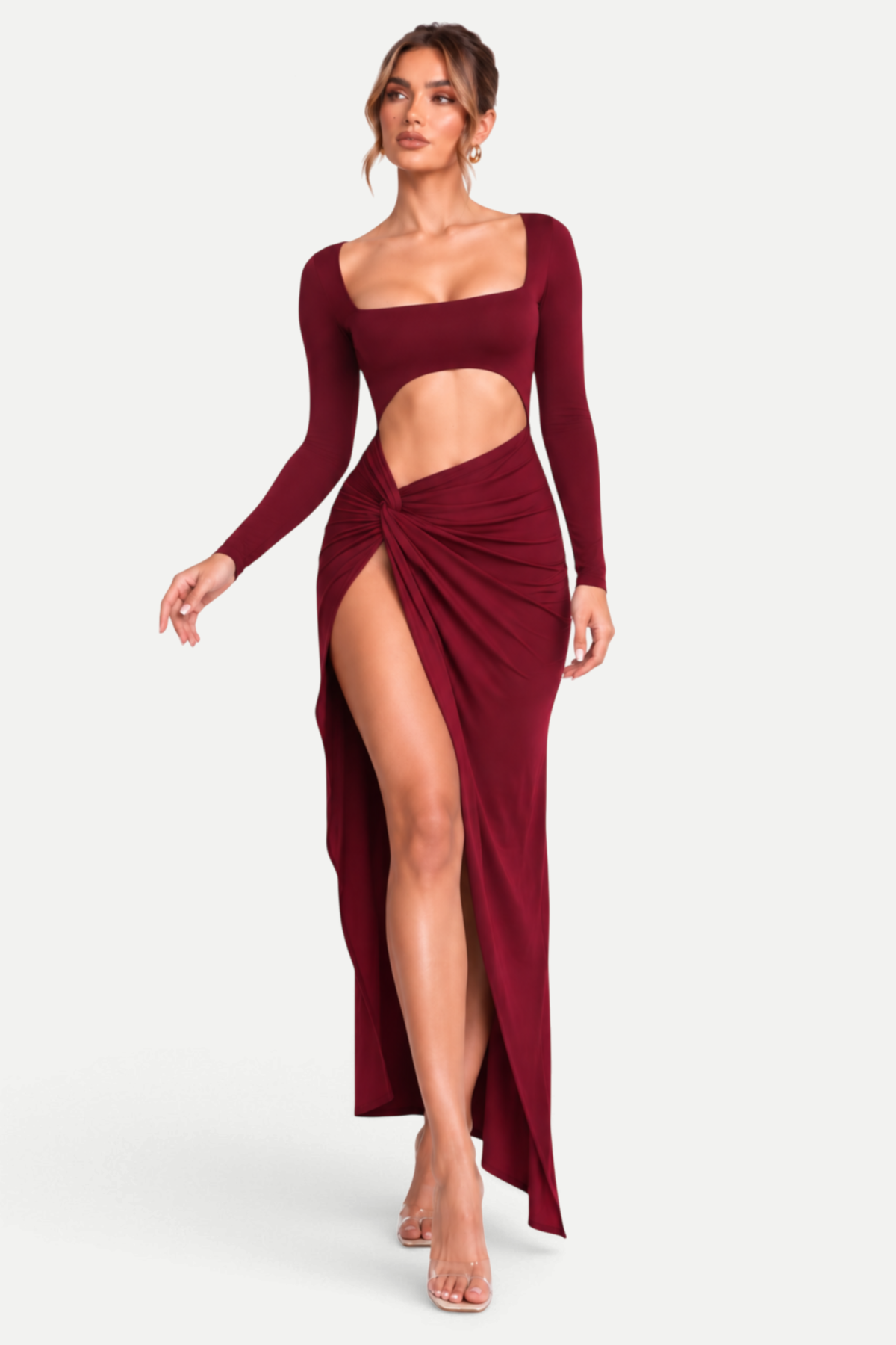 Zéphira | Square Neck Cutout High-Slit Maxi Dress