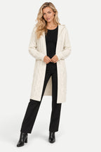 Marielle | Hooded Cable Knit Long Cardigan