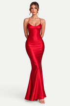 Zéphélia | Satin Cowl Neck Backless Maxi Dress