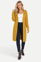 Marielle | Hooded Cable Knit Long Cardigan