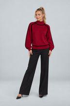 Anouk | Contrast Piped Mock Neck Sweater