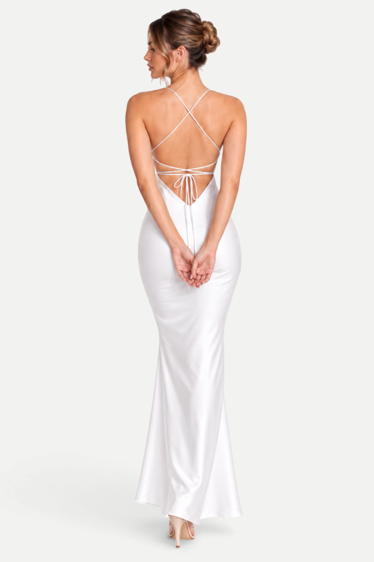 Zéphélia | Satin Cowl Neck Backless Maxi Dress