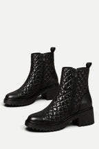 Sienna | Rhombus Pattern Side-Zip Martin Boots