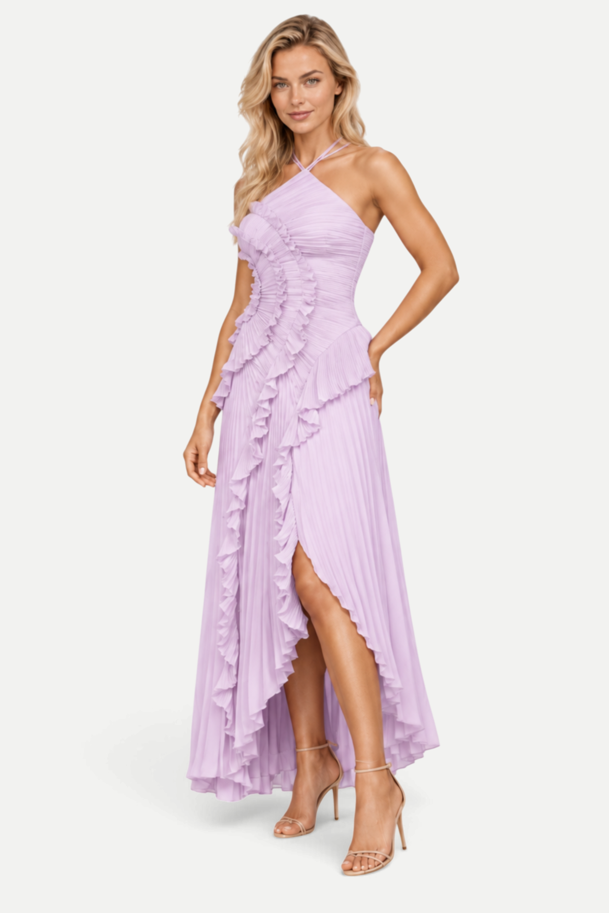 Varelia | Pleated Halterneck Midi Dress