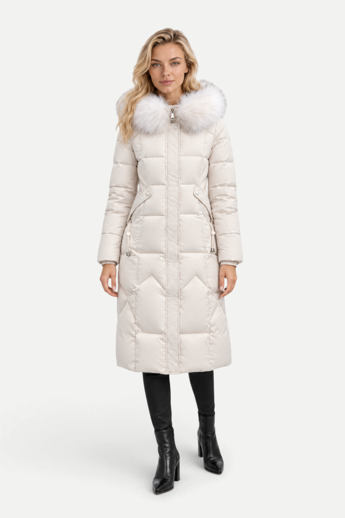 Virella | Long Padded Coat with Fur Collar