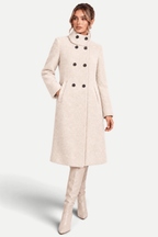 Maristelle | Faux Fur Collar Embossed Long Coat