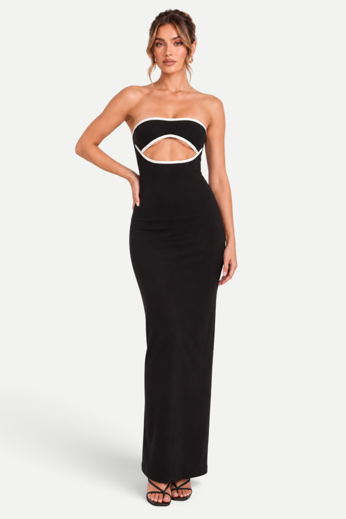 Cressida | Strapless Knitted Dress with Geometric Pattern