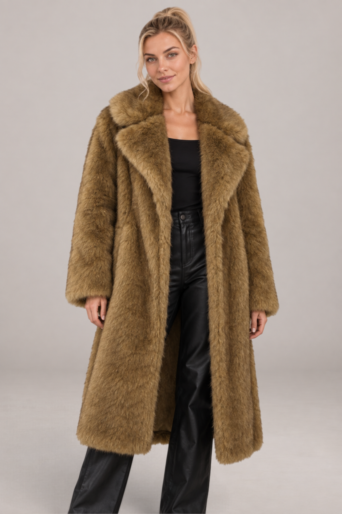 Odette | Long Faux Fox Fur Coat