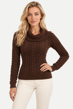 Sylvienne | Cable-Knit Chocolate Brown Sweater