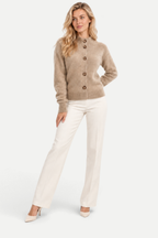 Thalia | Stand Collar Button-Up Knit Cardigan