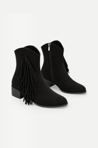 Solvienne | Tassel Suede Mid-Calf Chunky Heel Boots