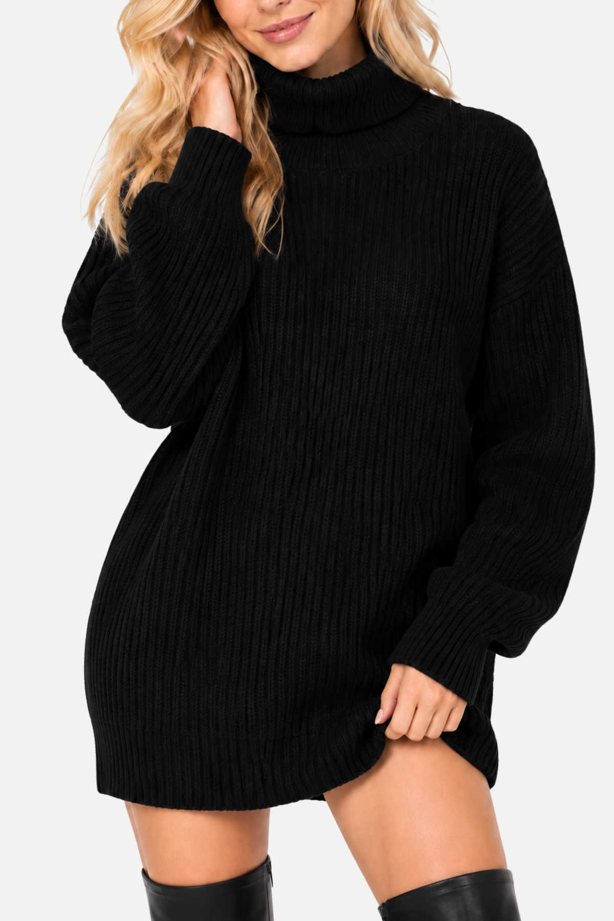 Aveline | Ribbed Longline Turtleneck Sweater