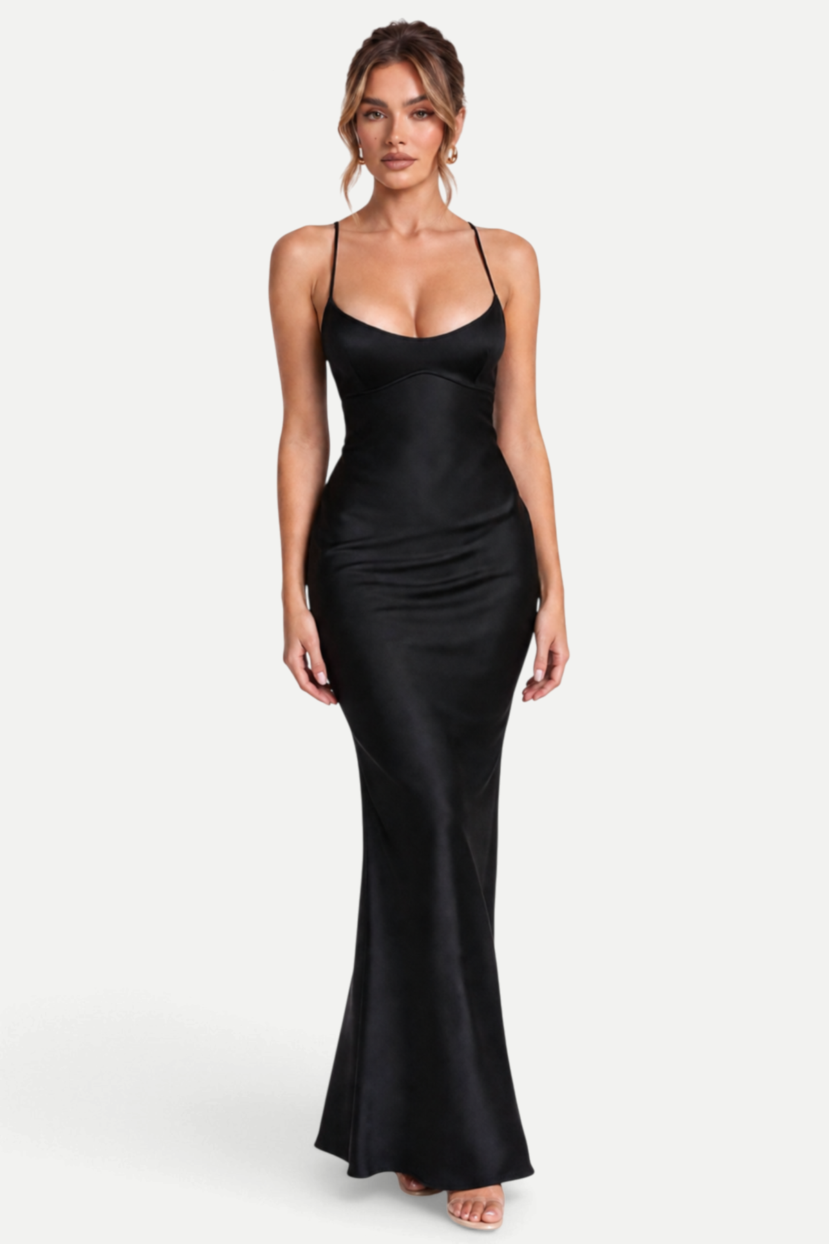 Zéphélia | Satin Cowl Neck Backless Maxi Dress