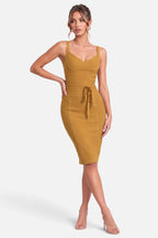 Solène | Ruched Strappy Midi Dress