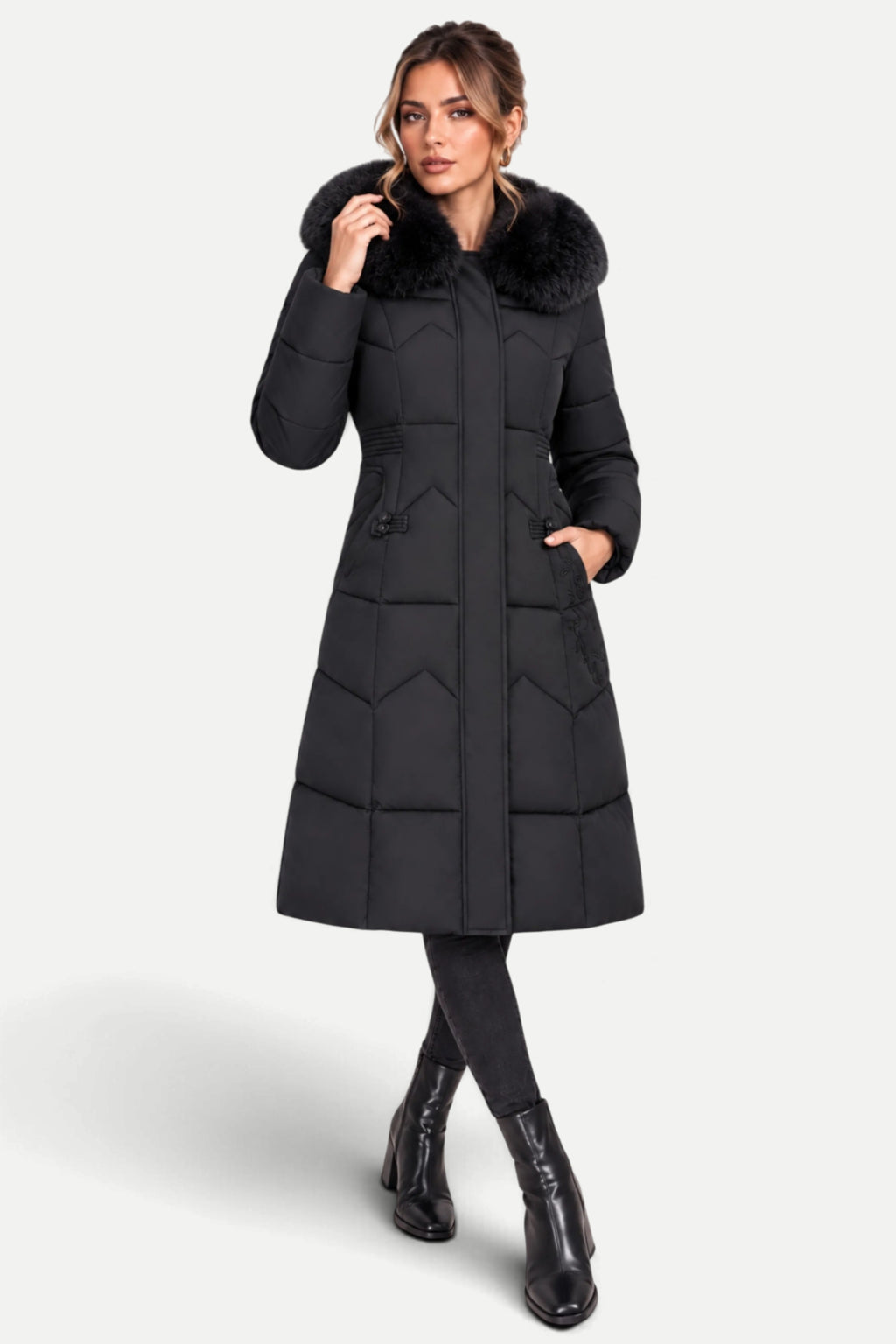 Isabelle | Winter Padded Coat with Fur Collar