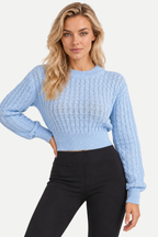 Zarelle | Twist Drawstring Cropped Knit Sweater